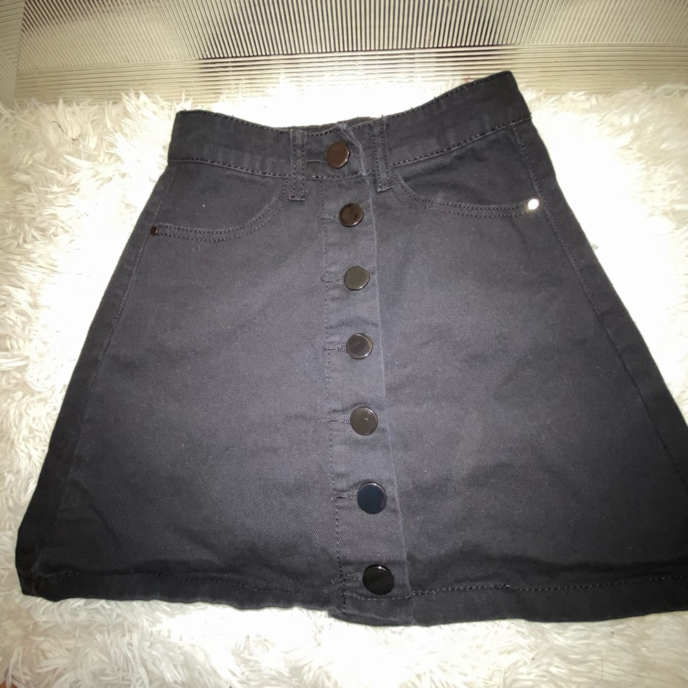 Black denim skirt